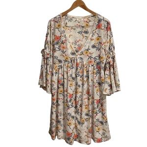 Umgee Boho Floral Mini Dress V-neck Multicolor